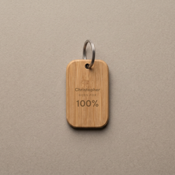 Bamboo key tag engraved Christopher GOES FOR 100%